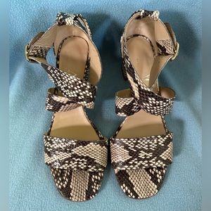 AGL Attilio Giusti Liombruni City Block Heel Snakeskin Leather Sandals